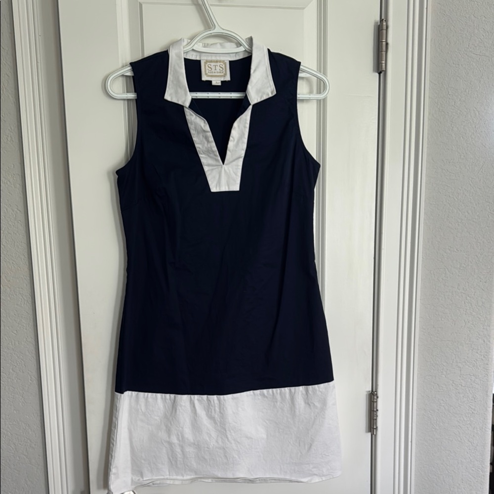 Sail to Sable Navy Dress with Gold Details